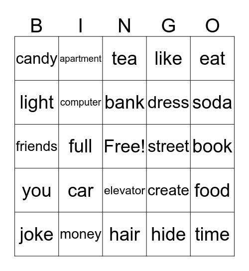 Speaking Bingo Card