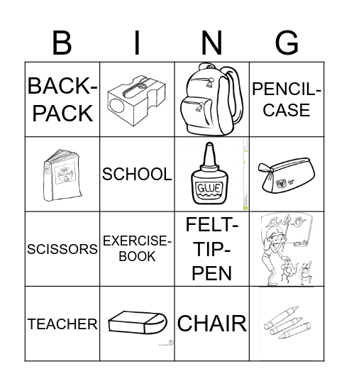 At school Bingo Card