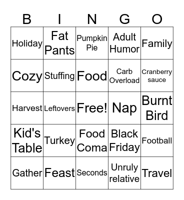 Team TRIBE: Thanksgiving  Bingo Card