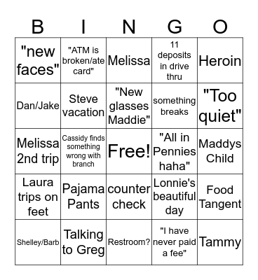 1st of the Month Bingo Card