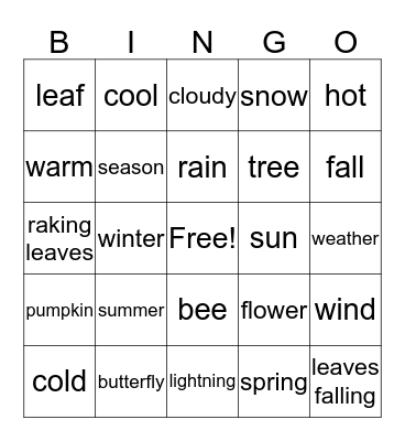 ASL Seasons BINGO Card