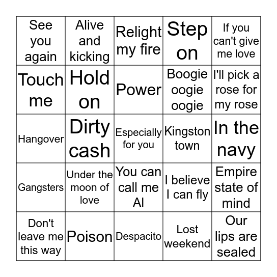 Gary"s music bingo Card