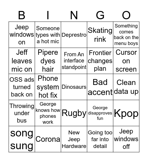 IT Bingo Card