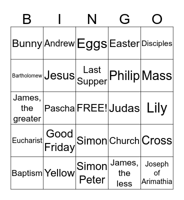 Easter Bingo Card