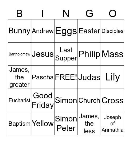 Easter Bingo Card