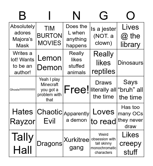 Nayaru Bingo uh oh Bingo Card