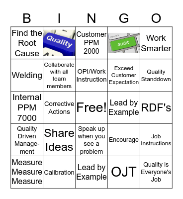 Quality Driven Management Bingo Card