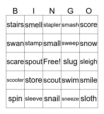 S Blends Bingo Card