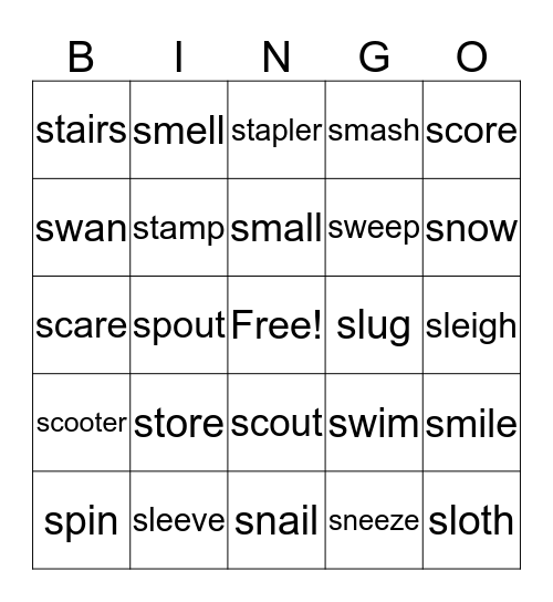 S Blends Bingo Card
