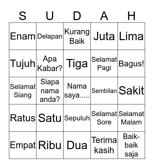 Bahasa Indonesia - Revisi Bingo Card