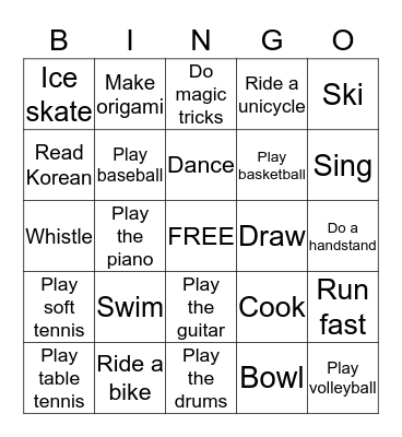 Can you...? Bingo Card