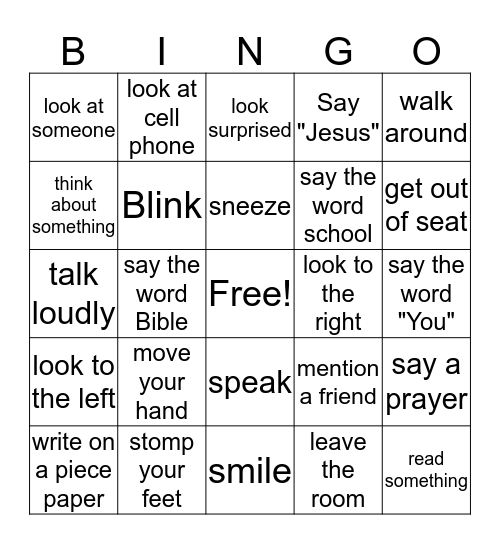 Action Bingo Card