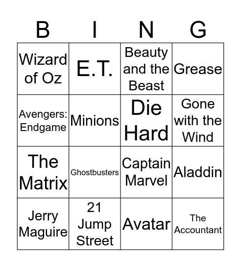 VMS Tringo Bingo Card