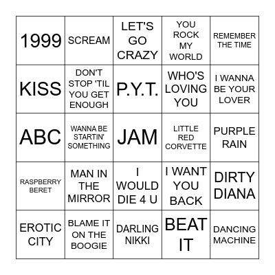 MJ AND PRINCE Bingo Card