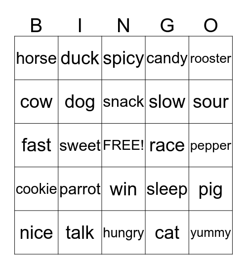 Reading Jelly Bingo Card