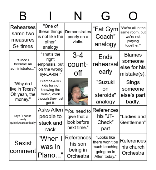 Jeff Turner Bingo! Bingo Card
