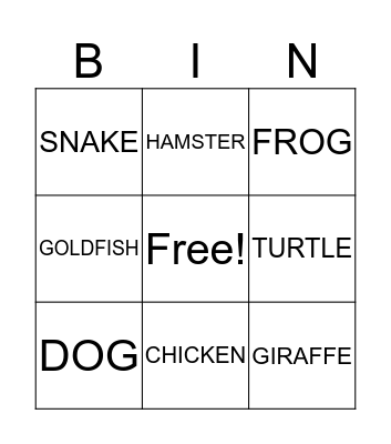 ANIMALS AND PETS Bingo Card