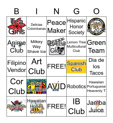 JCHS Multicultural Fair Bingo Card