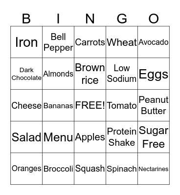 Health & Wellness Bingo Card