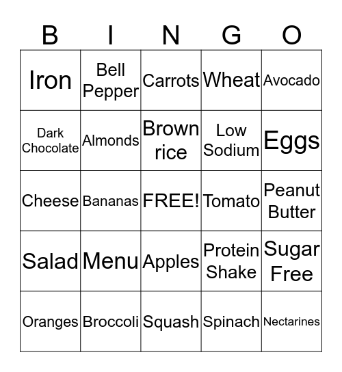 Health & Wellness Bingo Card