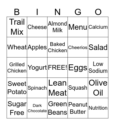 Health & Wellness Bingo Card