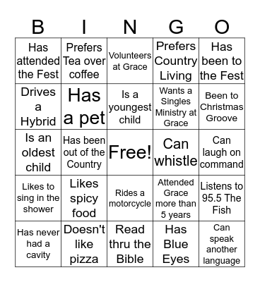 Single-Mingle Bingo Card