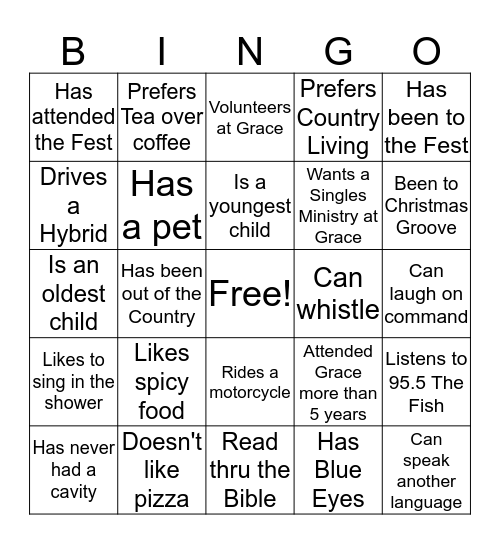Single-Mingle Bingo Card