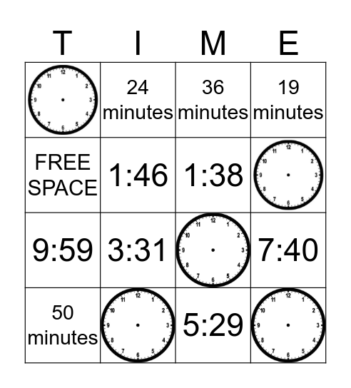 TIME BINGO 2 Bingo Card