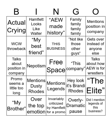 The American Nightmare Bingo Card