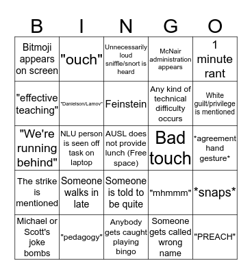 PD Bingo Card