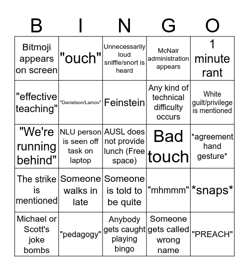 PD Bingo Card