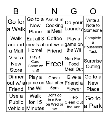 Manning House Bingo Card