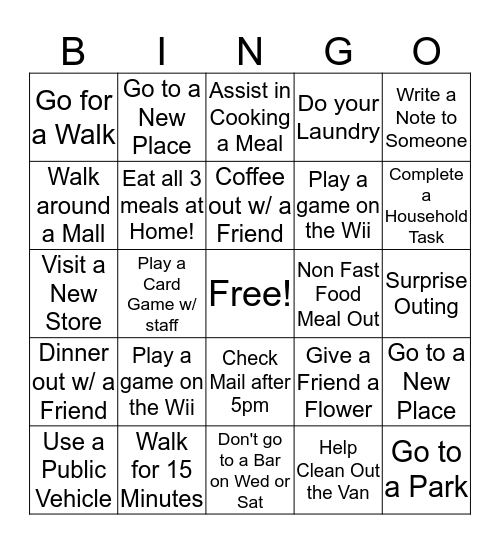 Manning House Bingo Card