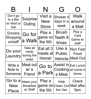 Manning House Bingo Card