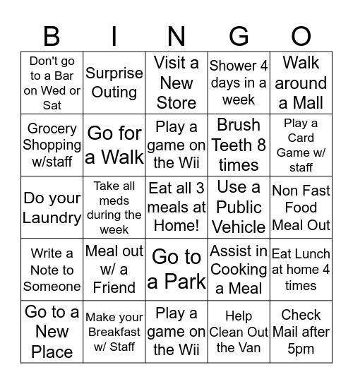 Manning House Bingo Card