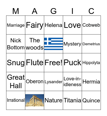 Mystical Place/Things Bingo Card