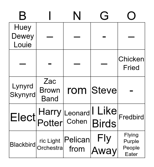 EyeGuys Birding Bingo - Grand Prize Contest Bingo Card