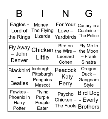 EyeGuys Birding Bingo - Grand Prize  Bingo Card