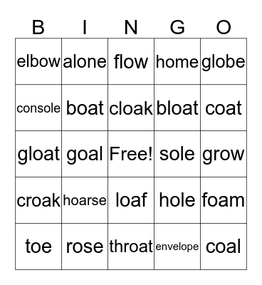 O Sounds Bingo Card