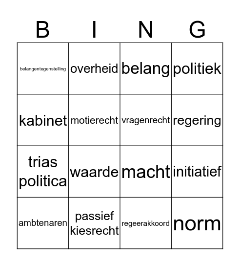 maatschappijleer Bingo Card