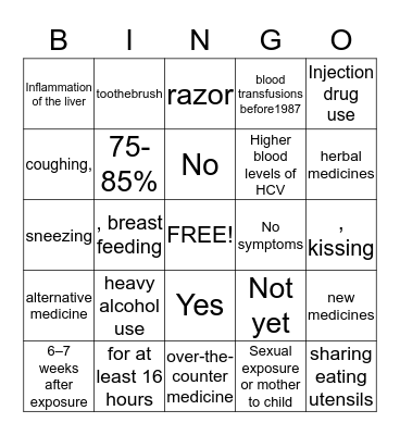 Hepatitis Bingo Card