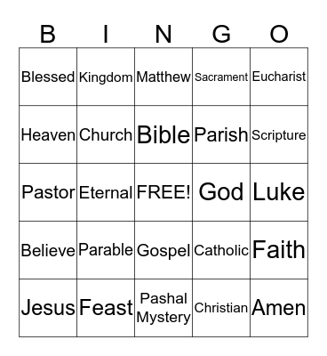 Chap. 16 The Parable of the Great Feast Bingo Card