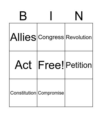 Vocabulary Bingo Card