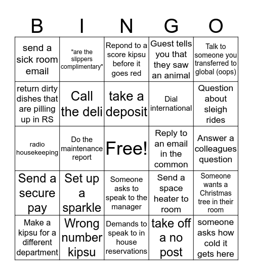 Royal Service Bingo Card