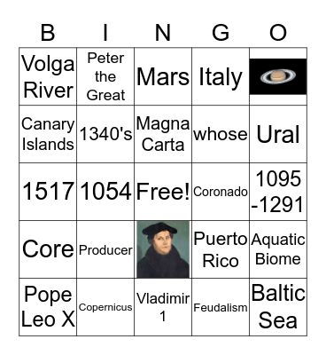 The Middle Ages Bingo Card