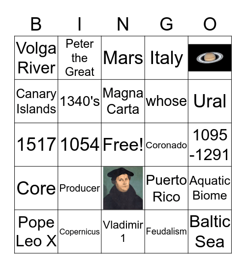 The Middle Ages Bingo Card