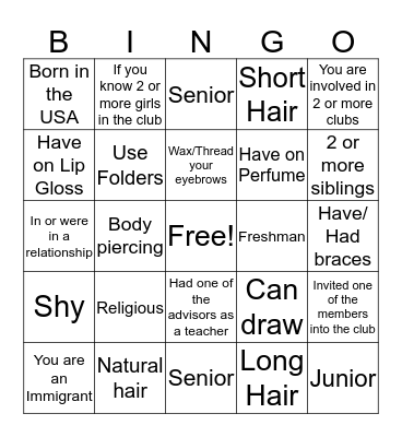 Who Are You? Bingo Card