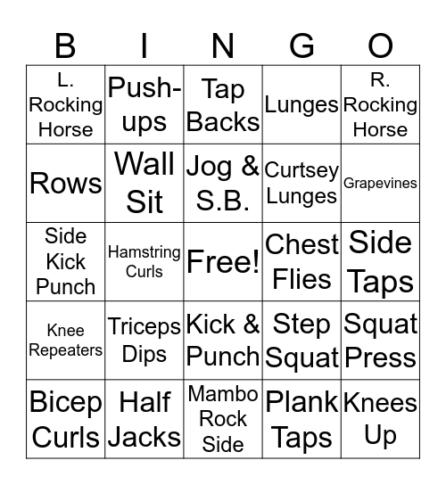 Cardio Gold Bingo Card