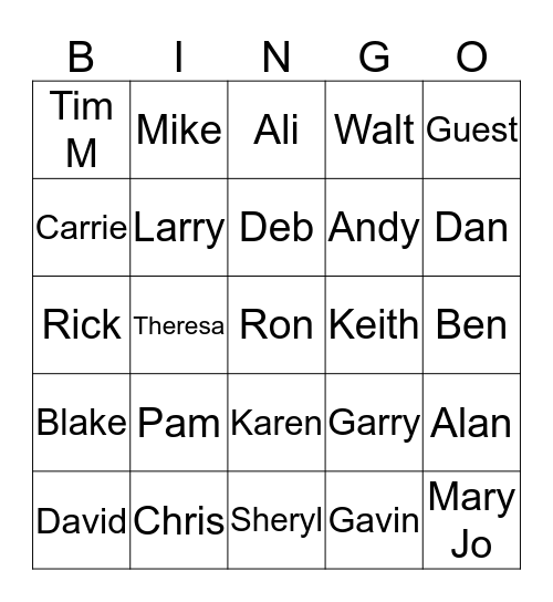 BNI Bingo Card