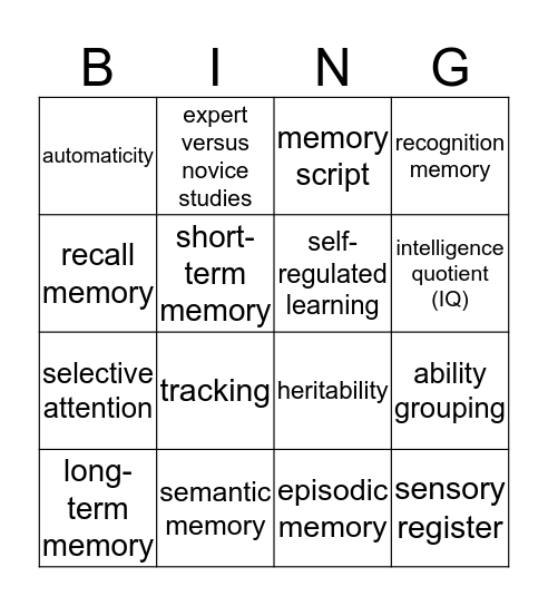 Chapter 4 Bingo Card